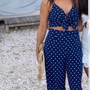 Polka Dot navy pants SET nasty gal